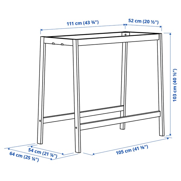 MITTZON Underframe for conference table, black, 47 1/4x26 3/4x40 1/2 "