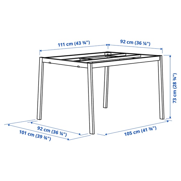 MITTZON Underframe for conference table, black, 47 1/4x42 1/2x28 3/4 "