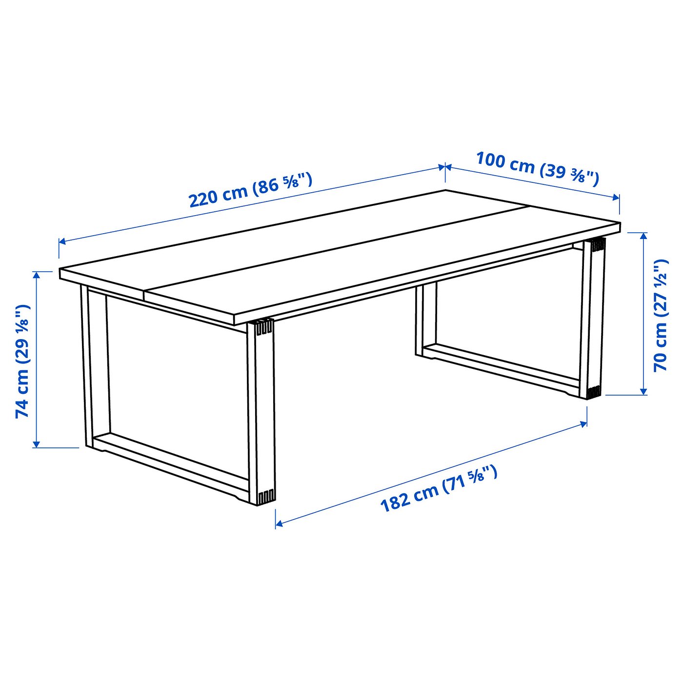 MÖRBYLÅNGA table, oak veneer brown stained, 220x100 cm (865