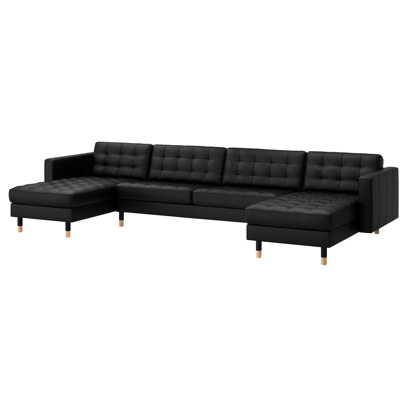 MORABO 5-seat sofa with chaise lounge, Grann/Bomstad black/wood