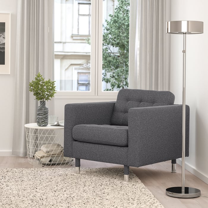 MORABO armchair, Gunnared dark gray/metal IKEA CA