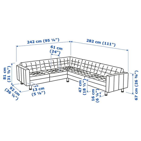 MORABO Sectional, 5-seat corner, Grann/Bomstad golden brown/metal