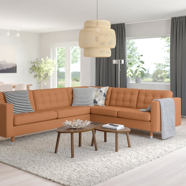 MORABO Sectional, 5-seat corner, Grann/Bomstad golden brown/metal