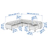 MORABO Sectional, 5-seat, with chaise/Grann/Bomstad golden brown/wood