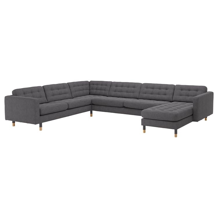 MORABO sectional, 5seat, with chaise/Gunnared dark gray/wood IKEA CA