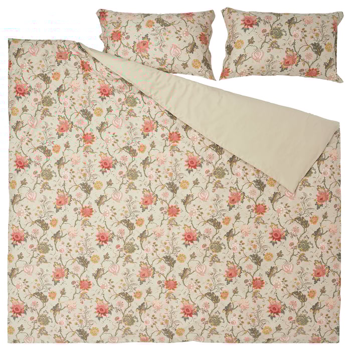NÄSSELKLOCKA Duvet cover and pillowcase(s) light graybeige