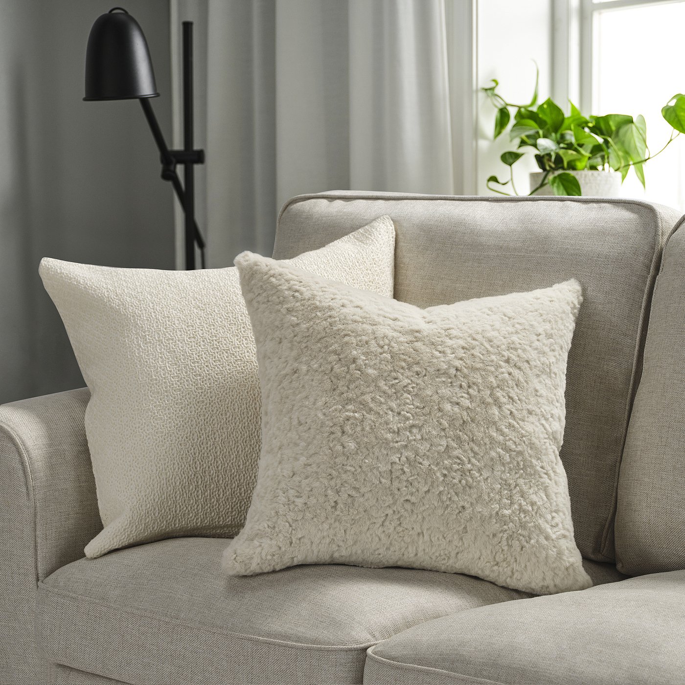 NÄTNÄVA cushion cover, beige, 48x48 cm (19x19