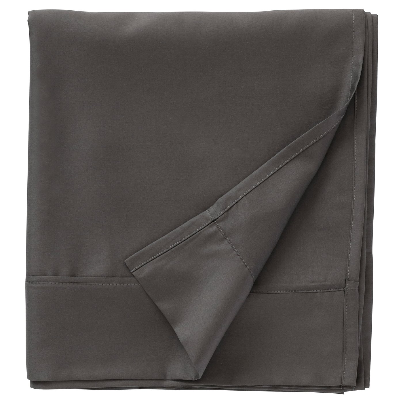 NATTJASMIN grey sheet, silky sateen, cotton-lyocell blend, folded square.