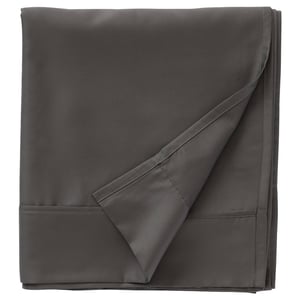 Grey NATTJASMIN sheet, soft cotton/lyocell blend, neatly folded with double-hem design.
