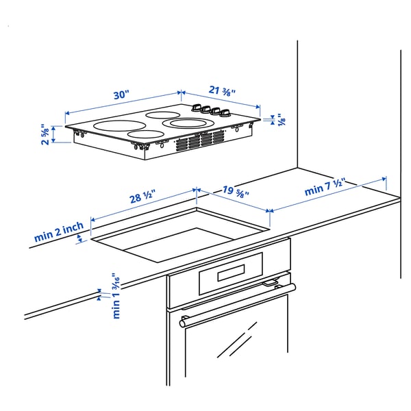 NEDDRAGEN glass ceramic cooktop, black, 76 cm (30") IKEA CA