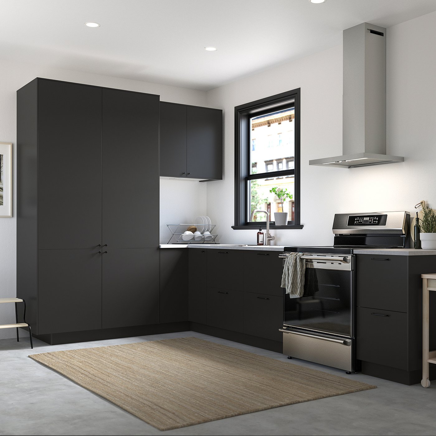 NICKEBO 2-p door/corner base cabinet set, matte anthracite, 33x76