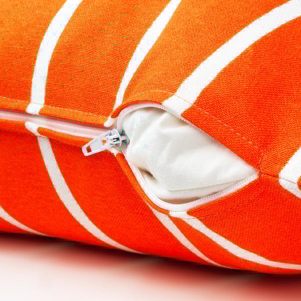 NICKFIBBLA Cushion cover, orange white/stripe, 20x20 "