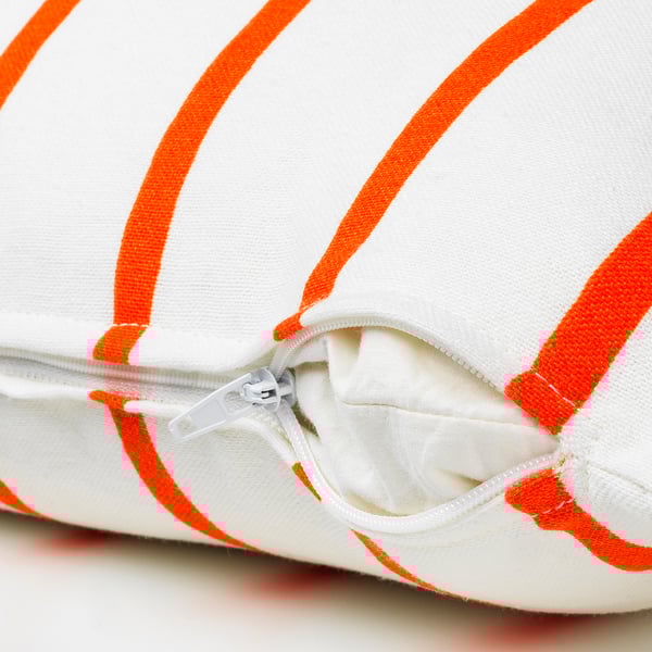 NICKFIBBLA Cushion cover, white orange/stripe, 20x20 "