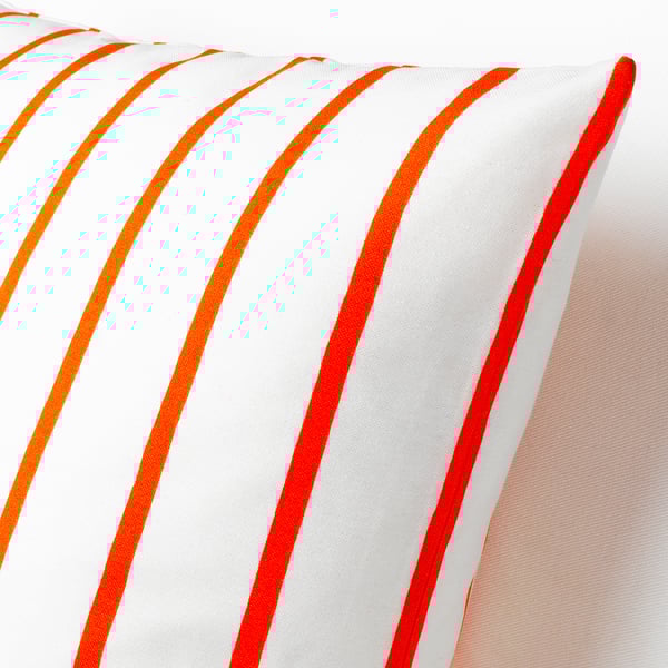 NICKFIBBLA Cushion cover, white orange/stripe, 20x20 "