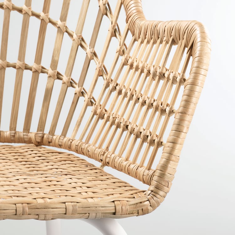 NILSOVE chair with armrests, rattan/white - IKEA CA