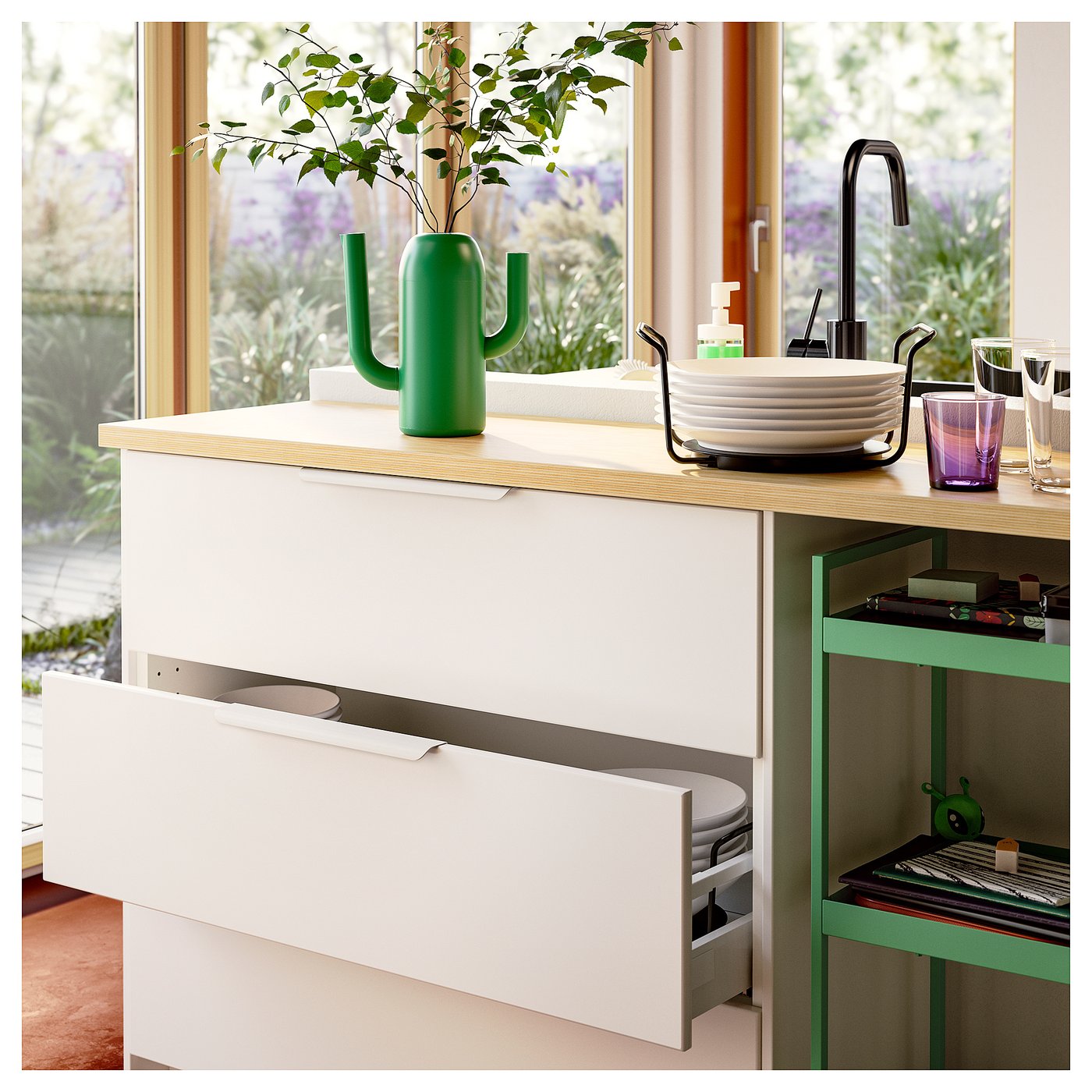NISSAFORS utility cart, light green, 50.5x30x83 cm (197/8x113