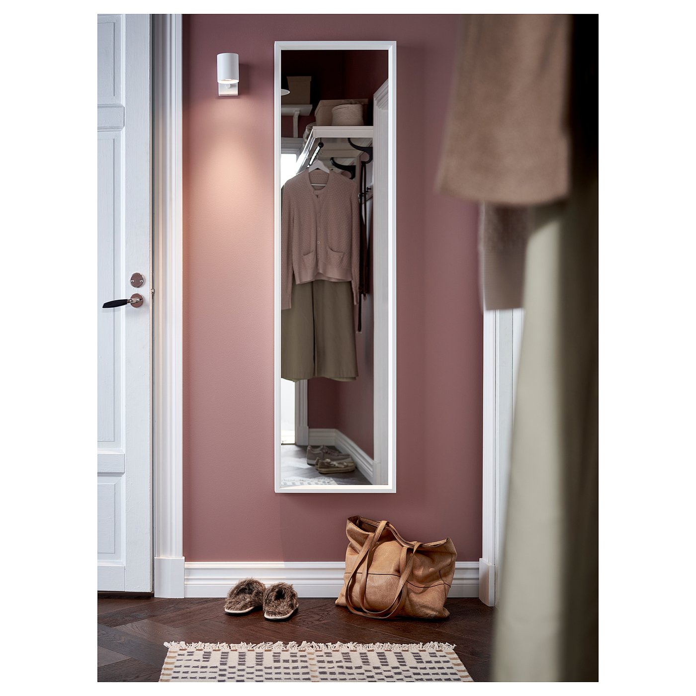 NISSEDAL mirror, white, 40x150 cm (153/4x59