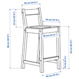 NORDVIKEN Bar stool with backrest, counter height/white, 24 3/8 "