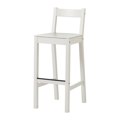 NORDVIKEN bar stool with backrest, 75 cm (29 1/2 "), white
