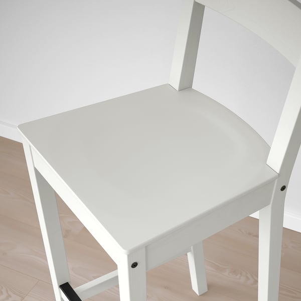 NORDVIKEN Bar stool with backrest, white, 29 1/2 "