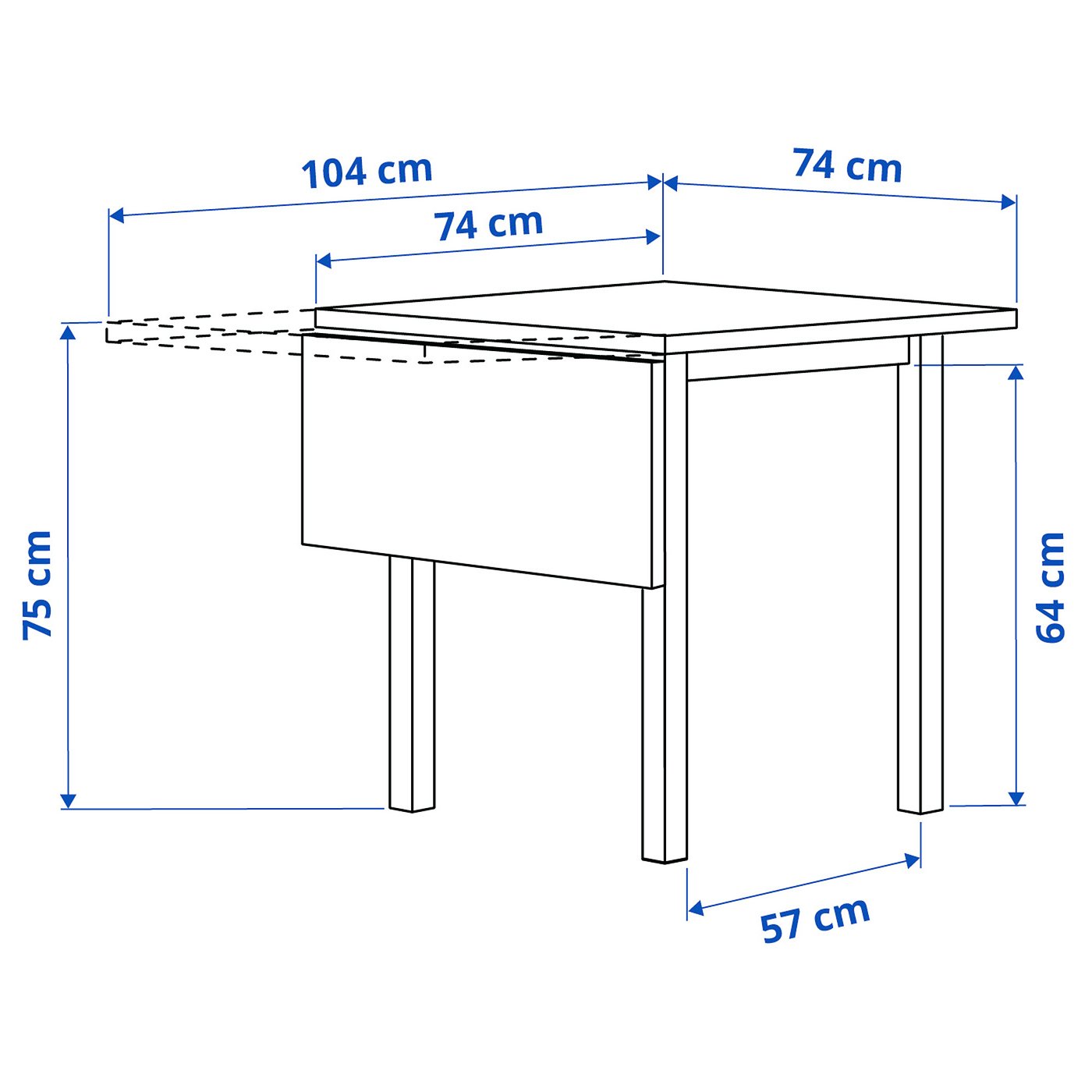 NORDVIKEN drop-leaf table, black, 74/104x74 cm (291/8/41x291/8
