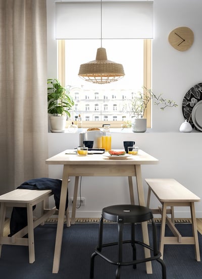 NORRÅKER Table, birch, 49 1/4x29 1/8 "