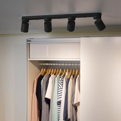 NYMÅNE Ceiling light with 4 spotlights, anthracite