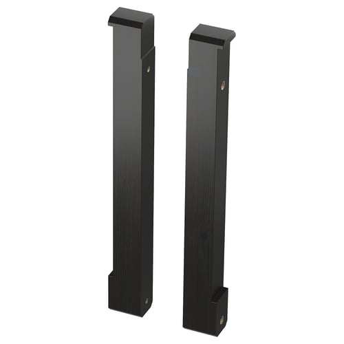 Two black NYTTIG solid pine posts with clear lacquer finish, standing upright against white background.