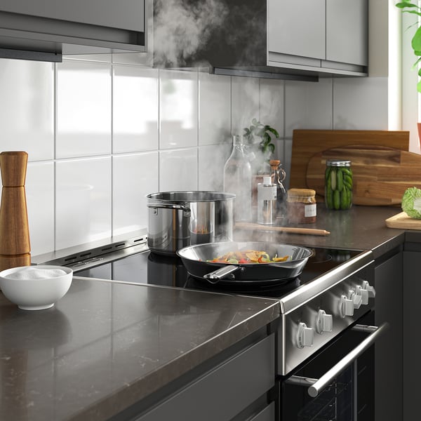 ÖRMINGE Range with glass ceramic cooktop, Stainless steel, 24 "