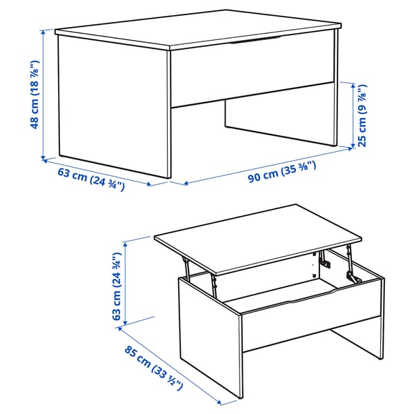 ÖSTAVALL Adjustable coffee table, white, 35 3/8 "