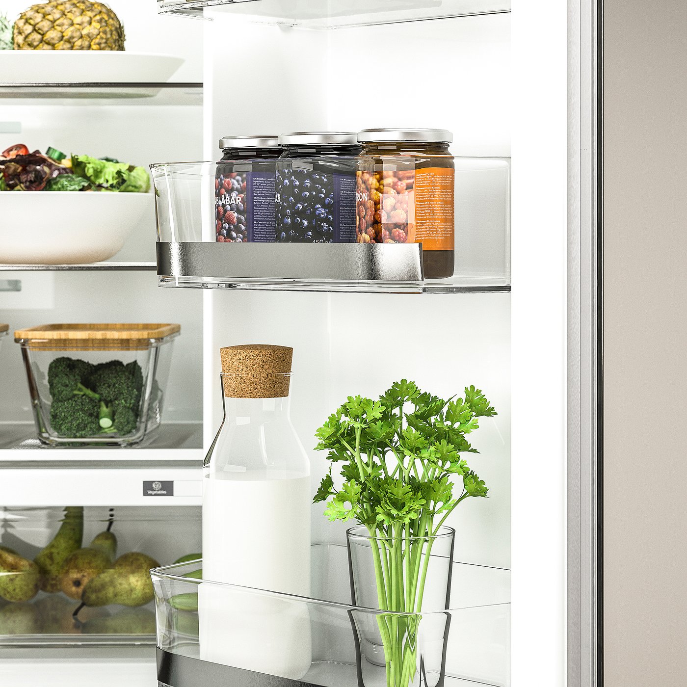 ÖVERSKÅDLIG french door refrigerator, 4-door/stainless steel color
