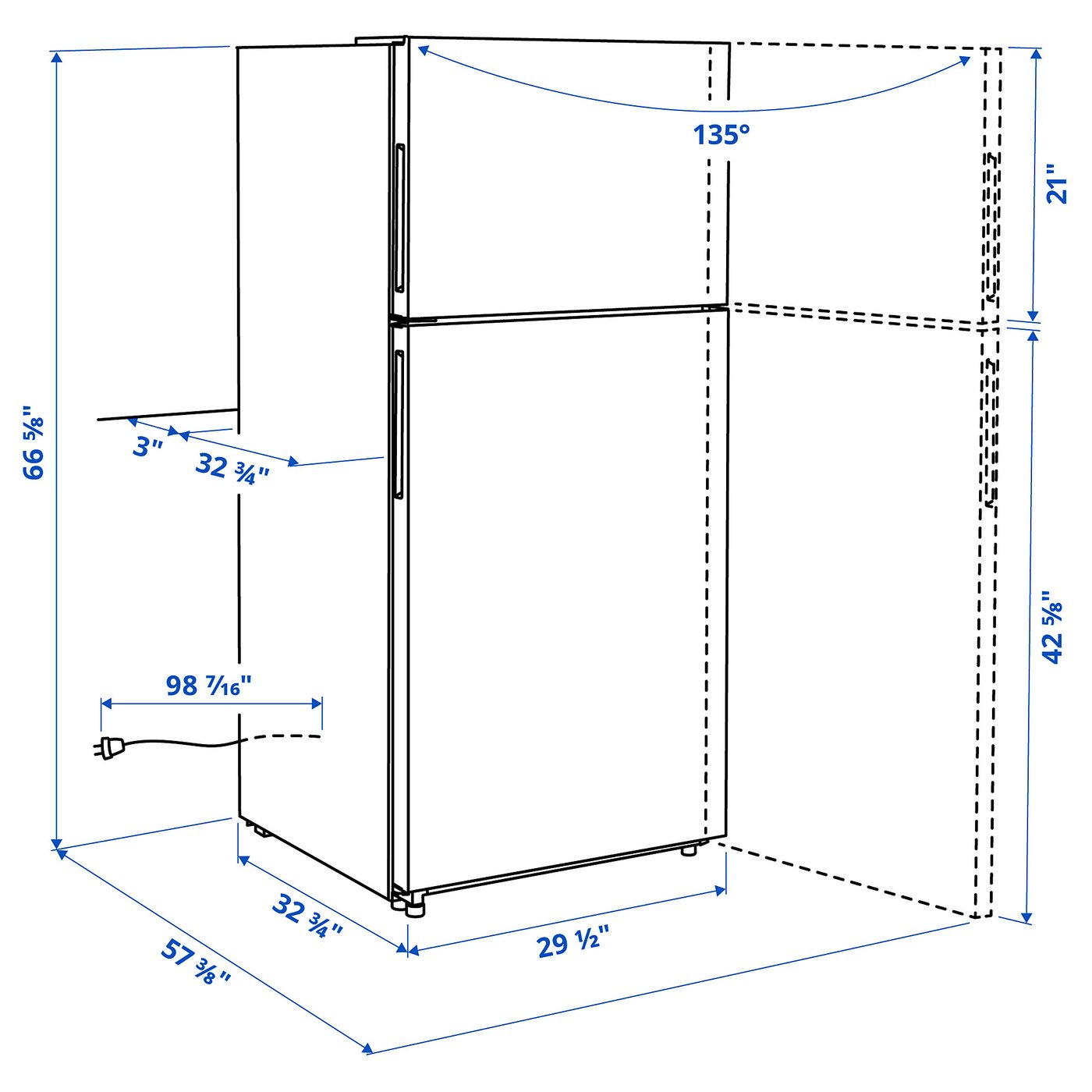 OLOFSFORS top-freezer refrigerator, Stainless steel, 511 l
