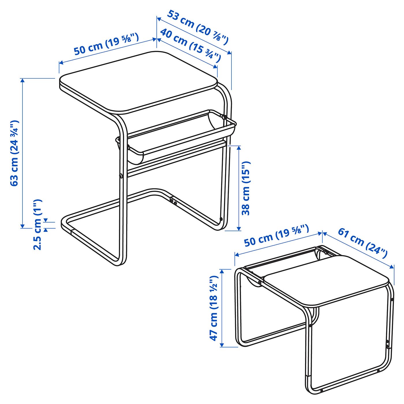 OLSERÖD side table, anthracite/dark gray, 53x50 cm (207