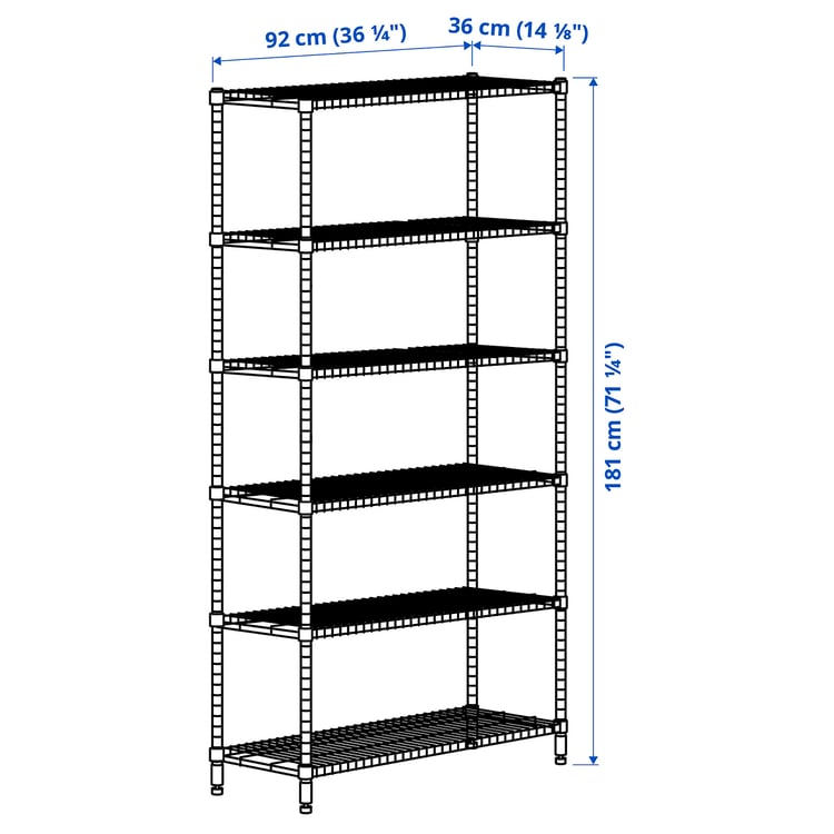 OMAR 1 section shelving unit, 92x36x181 cm (361/4x141/8x711/4") IKEA CA