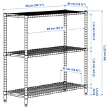 OMAR Shelf unit, galvanized, 36 1/4x14x37 "