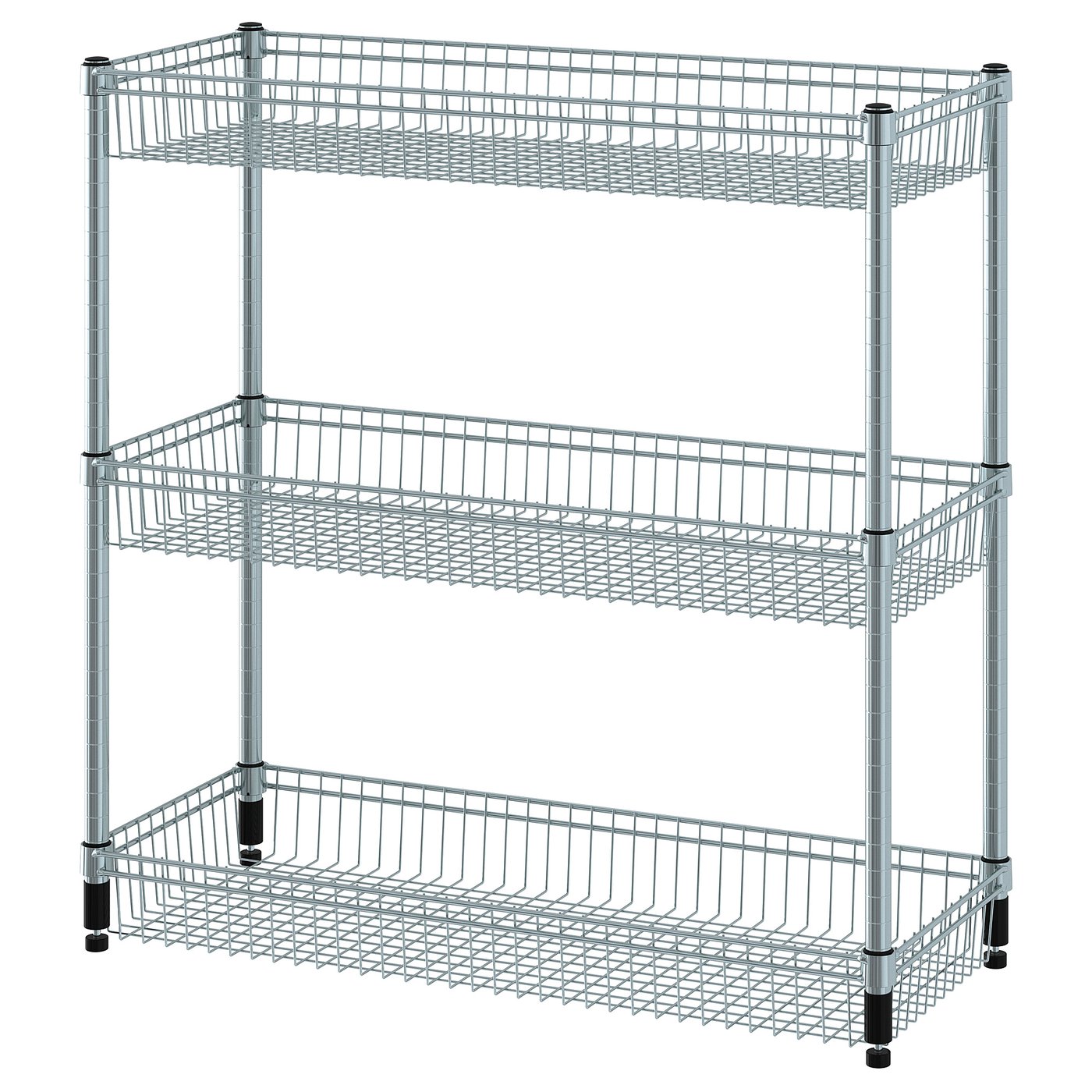 OMAR shelving unit with 3 baskets, galvanized, 92x36x94 cm (361