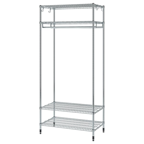 OMAR Shelving unit with clothes rail, galvanized, 36 1/4x19 5/8x79 1/8 "