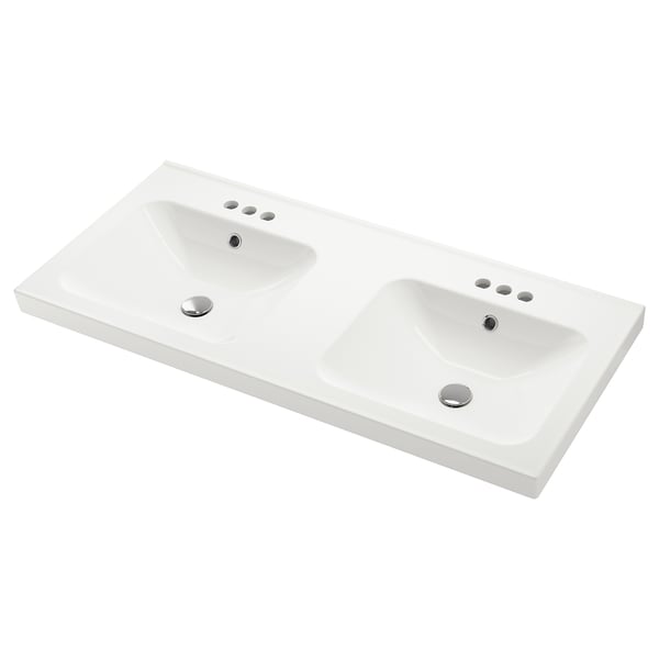 ORRSJÖN Double sink, white centerset, 49x21 3/4 "