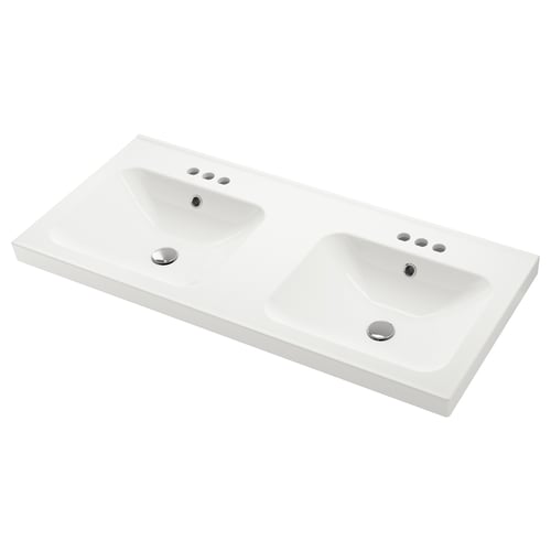 ORRSJÖN Double sink - white centerset 125x55 cm (49x21 3/4 ")