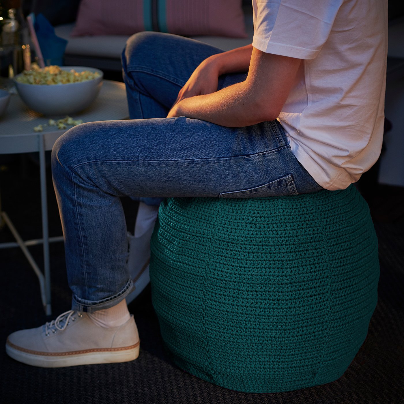 OTTERÖN Pouffe cover, indoor/outdoor, light turquoise, 187/8" (48 cm