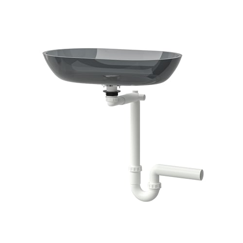 OXMYREN Vessel sink - glass/dark gray 56x35 cm (22x13 ¾ ")