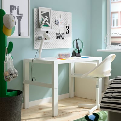 PÅHL Desk, height adjustable white, 37 3/4x22 7/8 "