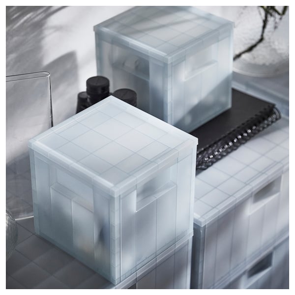 PANSARTAX storage box with lid, transparent gray-blue, 16.5x16.5x16.5 cm (6  ½x6 ½x6 ½) - IKEA CA