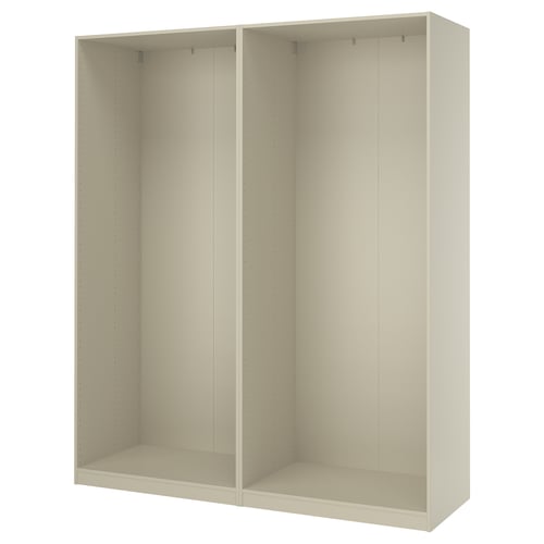 An ikea PAX wardrobe frame in white with a rectangular shape and minimalist design, ready for assembly.
