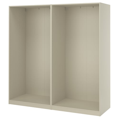 A white ikea PAX wardrobe frame, modern, rectangular with adjustable feet.