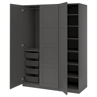 PAX / BERGSBO Wardrobe combination, dark gray/dark gray, 59x23 5/8x79 1/4 "