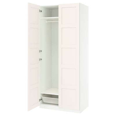 PAX / BERGSBO Wardrobe combination, white/white, 39 3/8x23 5/8x93 1/8 "