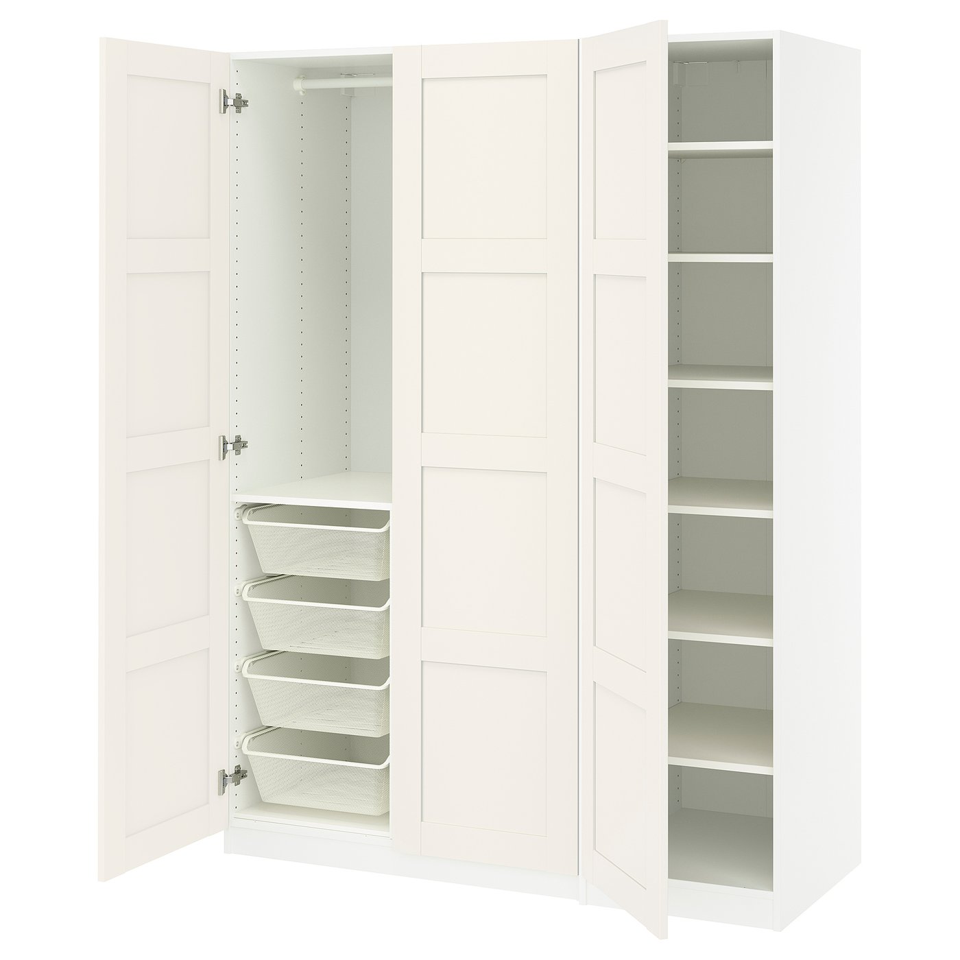 PAX / BERGSBO wardrobe combination, white/white, 150x60x201 cm