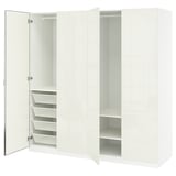 PAX / FARDAL/ÅHEIM Wardrobe combination, white high gloss/white mirror glass, 78 3/4x23 5/8x79 1/4 "