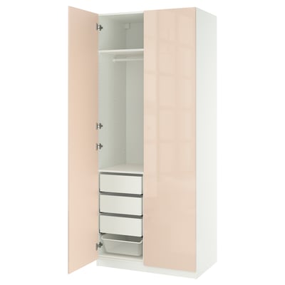 PAX / FARDAL Wardrobe combination, white/high gloss light orange, 39 3/8x23 5/8x93 1/8 "